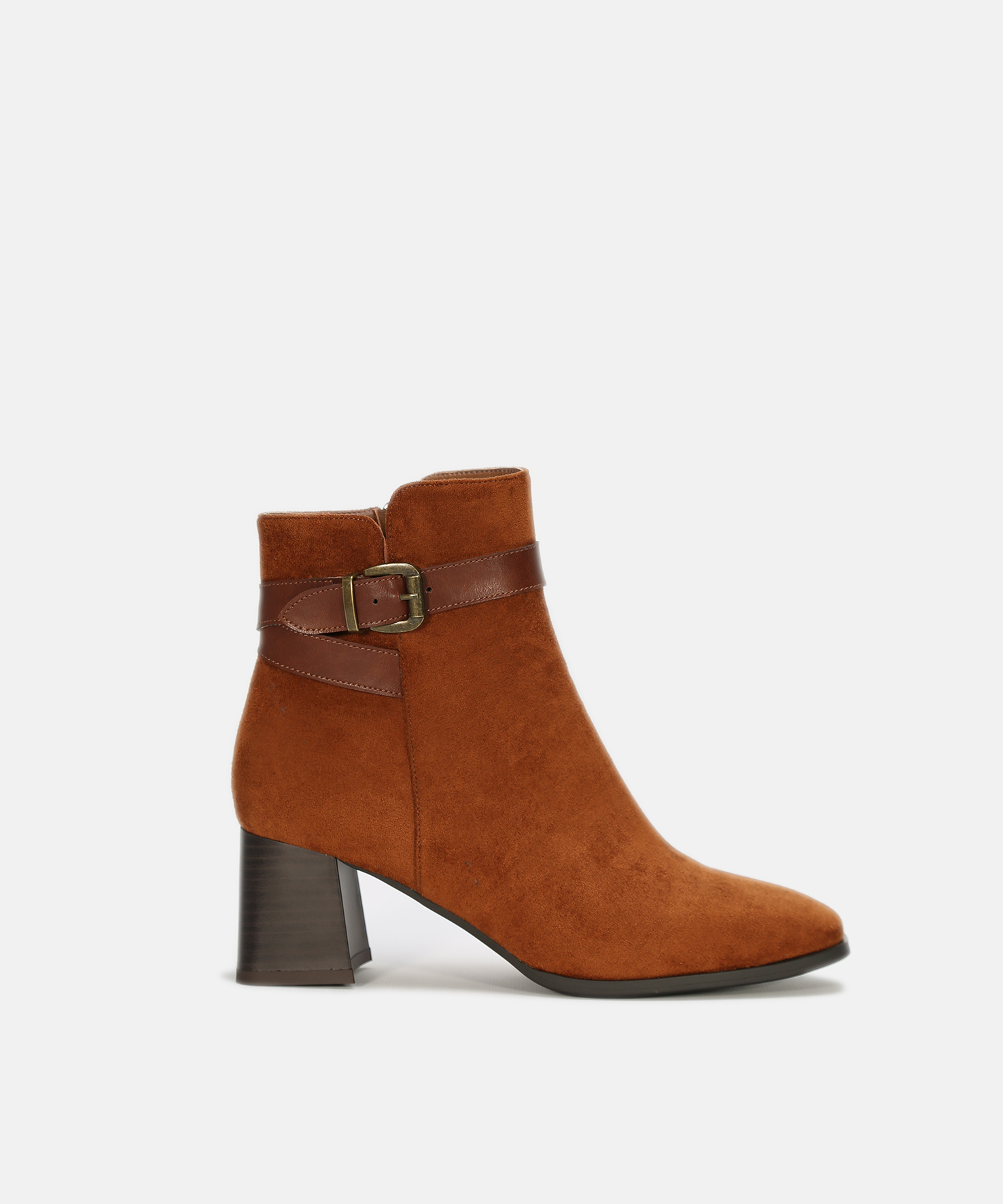 Botines marrones tac&oacute;n hebilla image number null